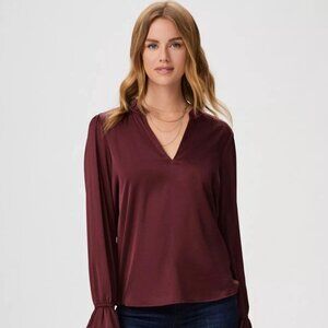 S PAIGE Laurin Blouse in Dusty Cherrywood Long Bell Sleeve NTW